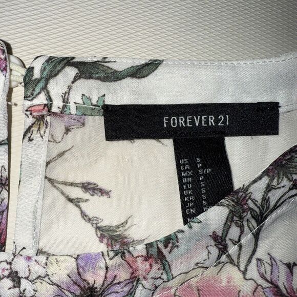 Forever21 Women's Floral Blouse Long Sleeve Semi Sheer - Small - Picture 2 of 8